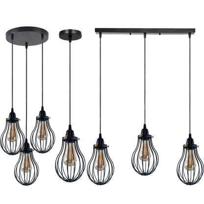 Retro Industrial Black Indoor Hanging Adjustable Pendant Light Big