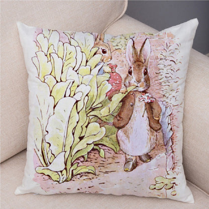 Cartoon Rabbit Peach Skin Fabric Pillow Cover Home Decoration Sofa Cushion Cover Seat Cover Easter Amazon AliExpress