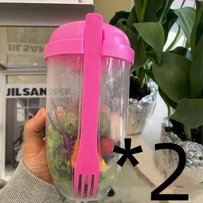 Ins Style Salad Cup With Fork And Cover Is Portable