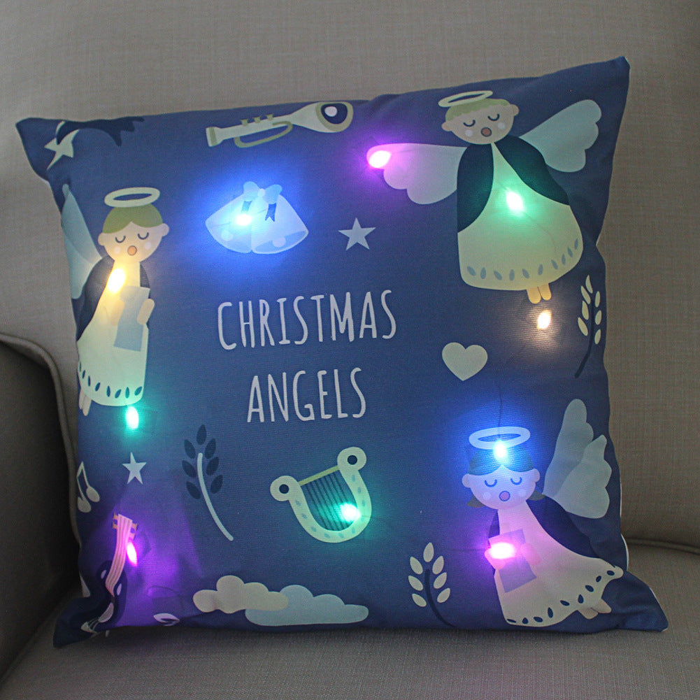 New Lantern Christmas LED Light Super Soft Short Plush Pillowcase