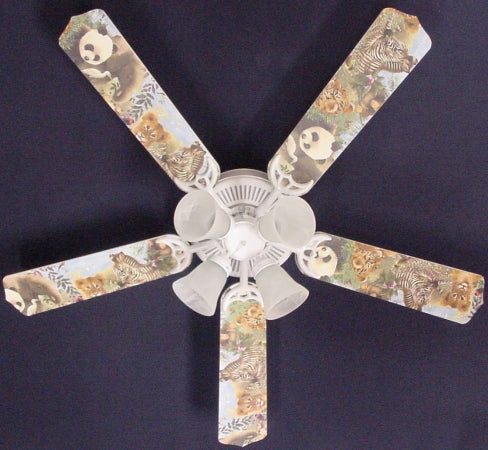 Ceiling Fan Designers 52FAN-KIDS-BSELZ Baby Safari Elephant Lion Zebra