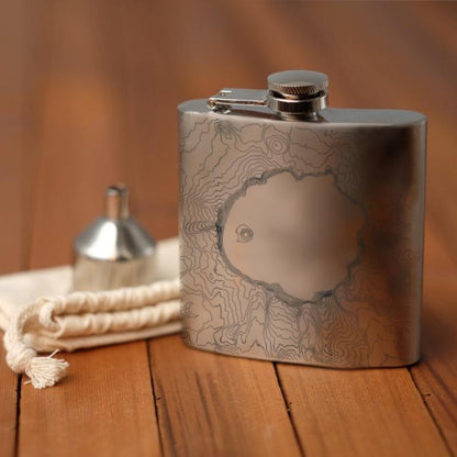 Crater Lake National Park - Oregon Map Hip Flask in Matte Black