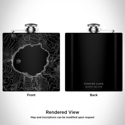 Crater Lake National Park - Oregon Map Hip Flask in Matte Black