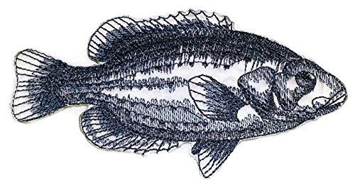 Rock Bass Fish Embroidered Iron On/Sew patch [5" x2.88"]