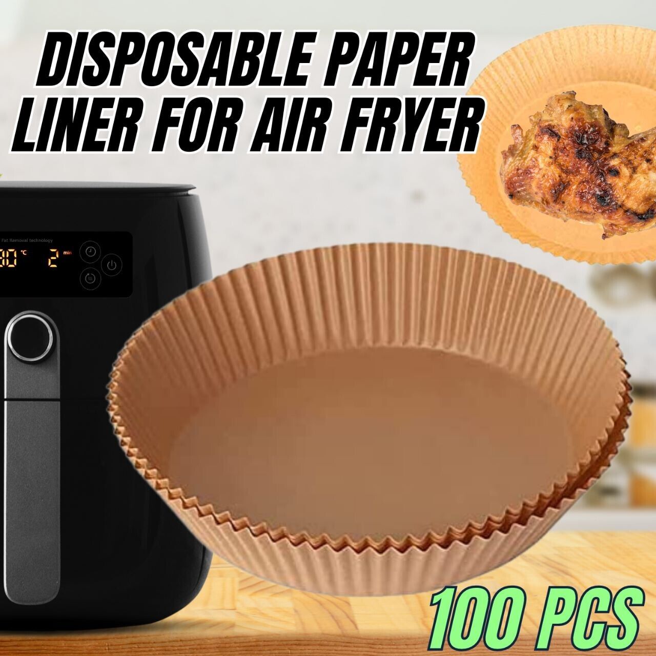 100pcs Air Fryer Liners Disposable Paper Liner For Roasting Microwave