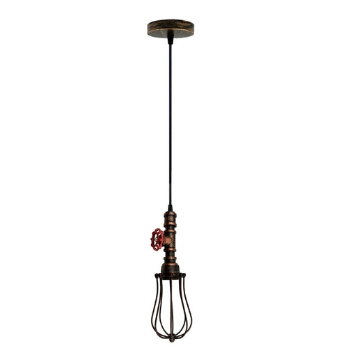 Rustic Red Pendant Light Steampunk Pipe Light Balloon Cage Lamp