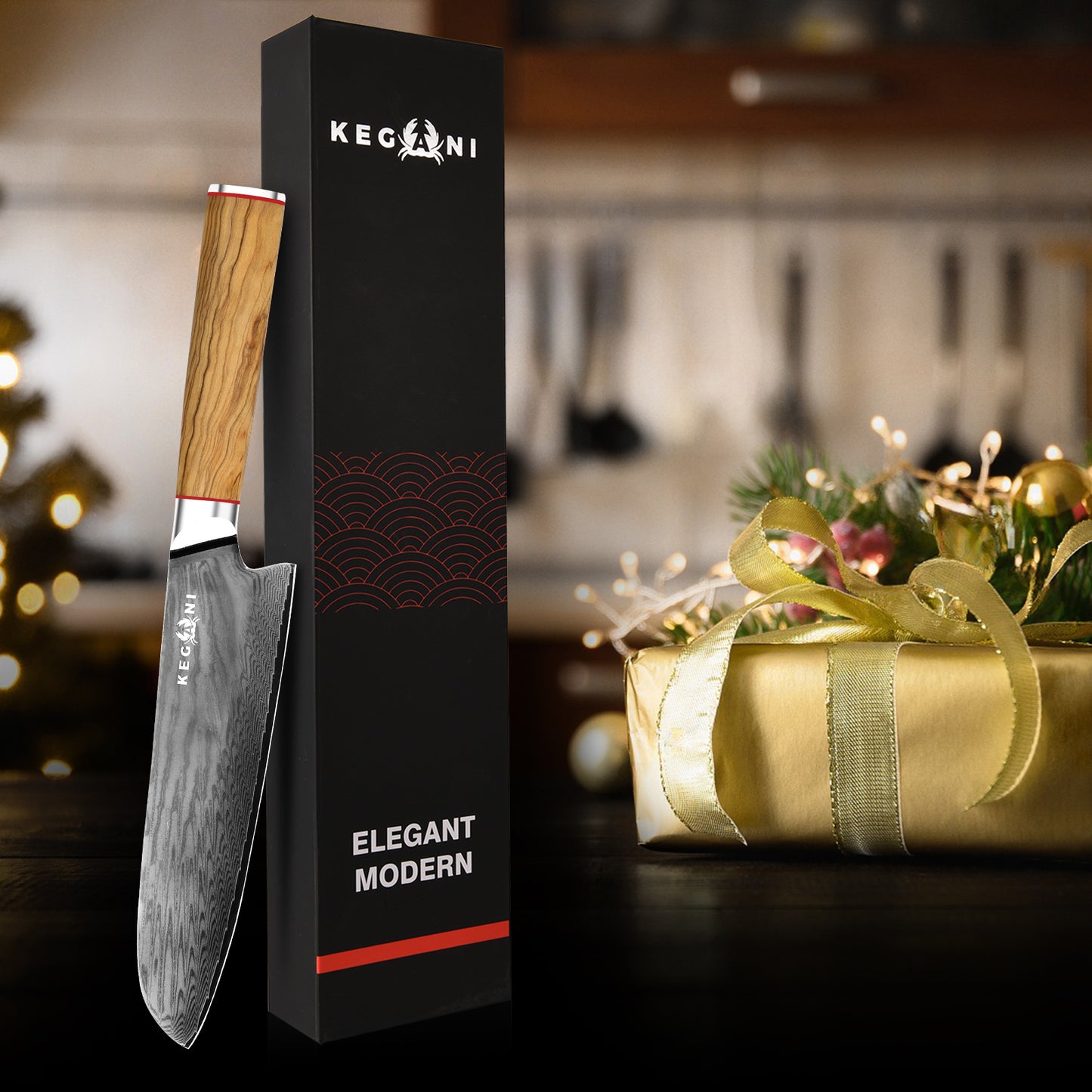 Kegani Kiritsuke Knife - 8 Inch Professional Japanese Chef's Knife, 67 Layers AUS-10 Damascus Steel Kitchen Ultra-Sharp Knife - D-Shaped Handle