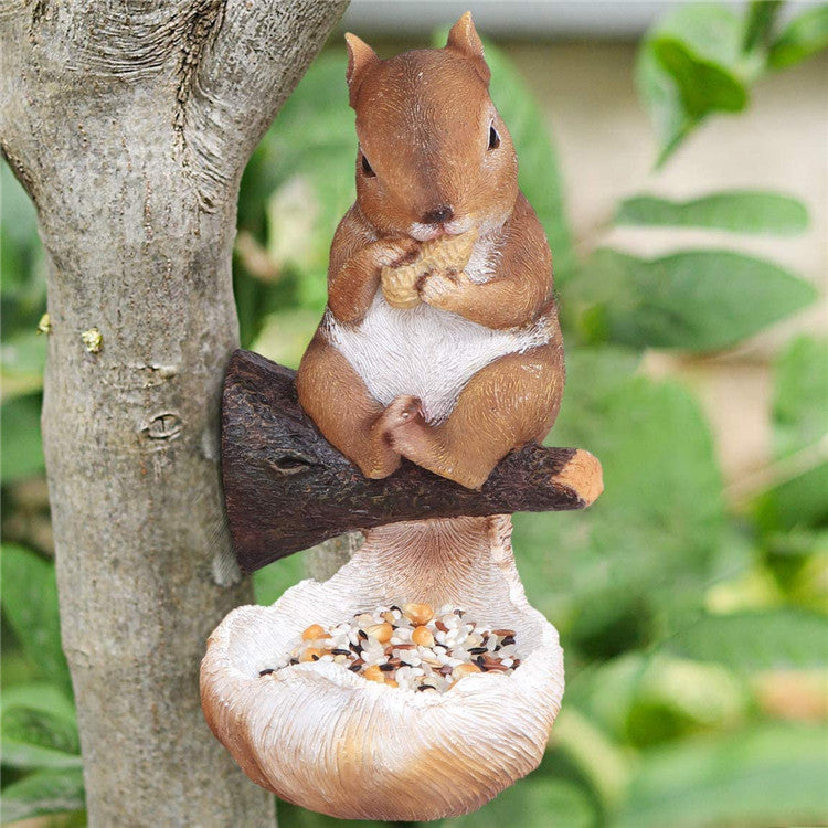 Cute Squirrel Bird Feeder For Garden Decoration