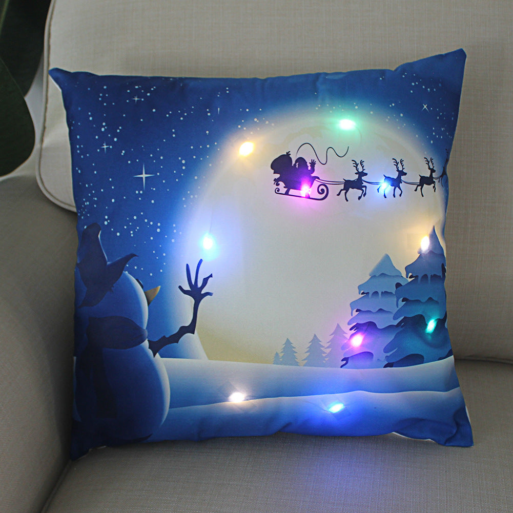 New Lantern Christmas LED Light Super Soft Short Plush Pillowcase