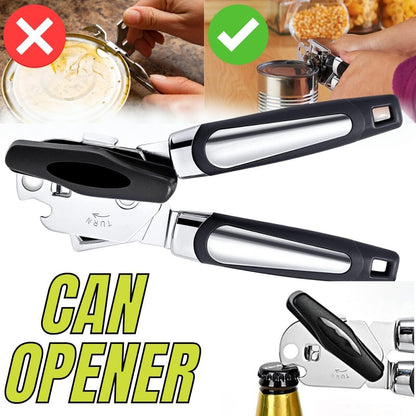 Manual Can Opener Smooth Edge Heavy Duty Stainless Steel Blades Beer Opener