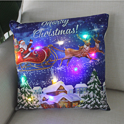 New Lantern Christmas LED Light Super Soft Short Plush Pillowcase