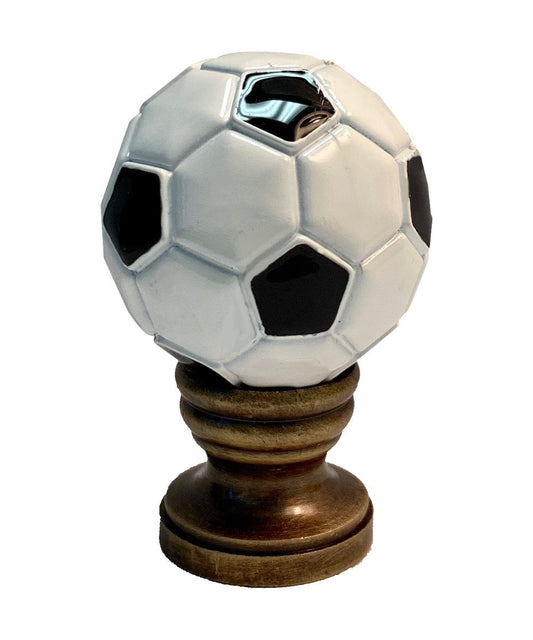 Alloy Soccer Ball Lamp Finial Antiqued Brass Base 1.75"h