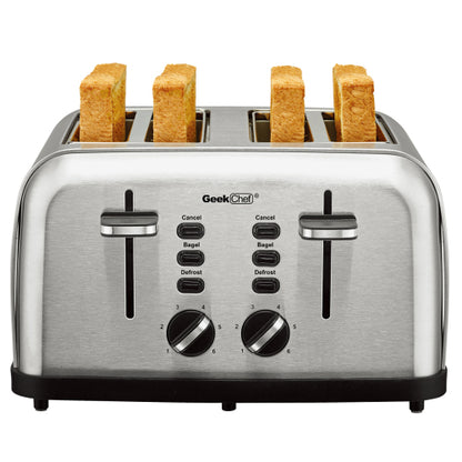 Toaster 4 Slice Geek Chef Extra Wide Slots Four Slice Toaster