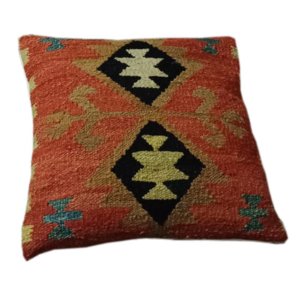 Geometric Raw Sienna Kilim Cushion Cover