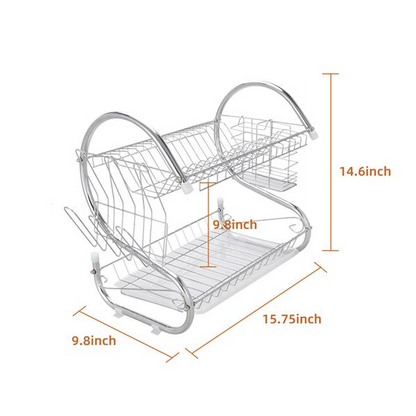 2 Layers Dish Organizer Storage Bowls Shelf for Home