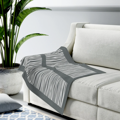 Dark Gray Abstract Lines Plush Blanket Throw