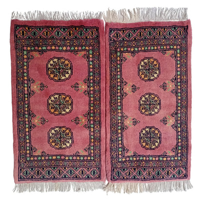 Bokhara Handknotted Raspberry Rose Woolen Mat