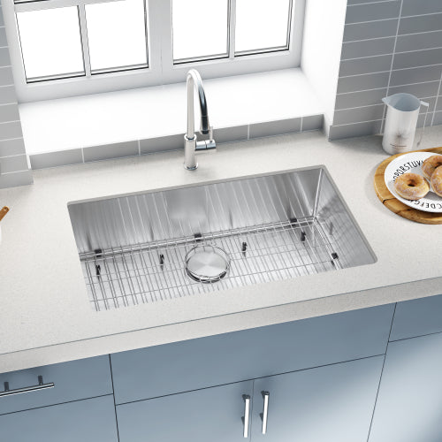 Stainless Steel Single Bowl Undermount Kitchen Sink Combo With Faucet