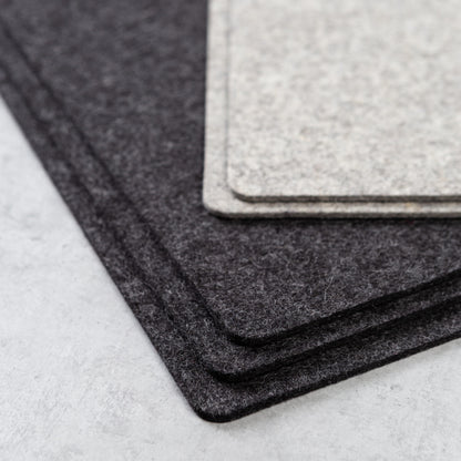 Rectangular natural wool felt placemat | Gray or black