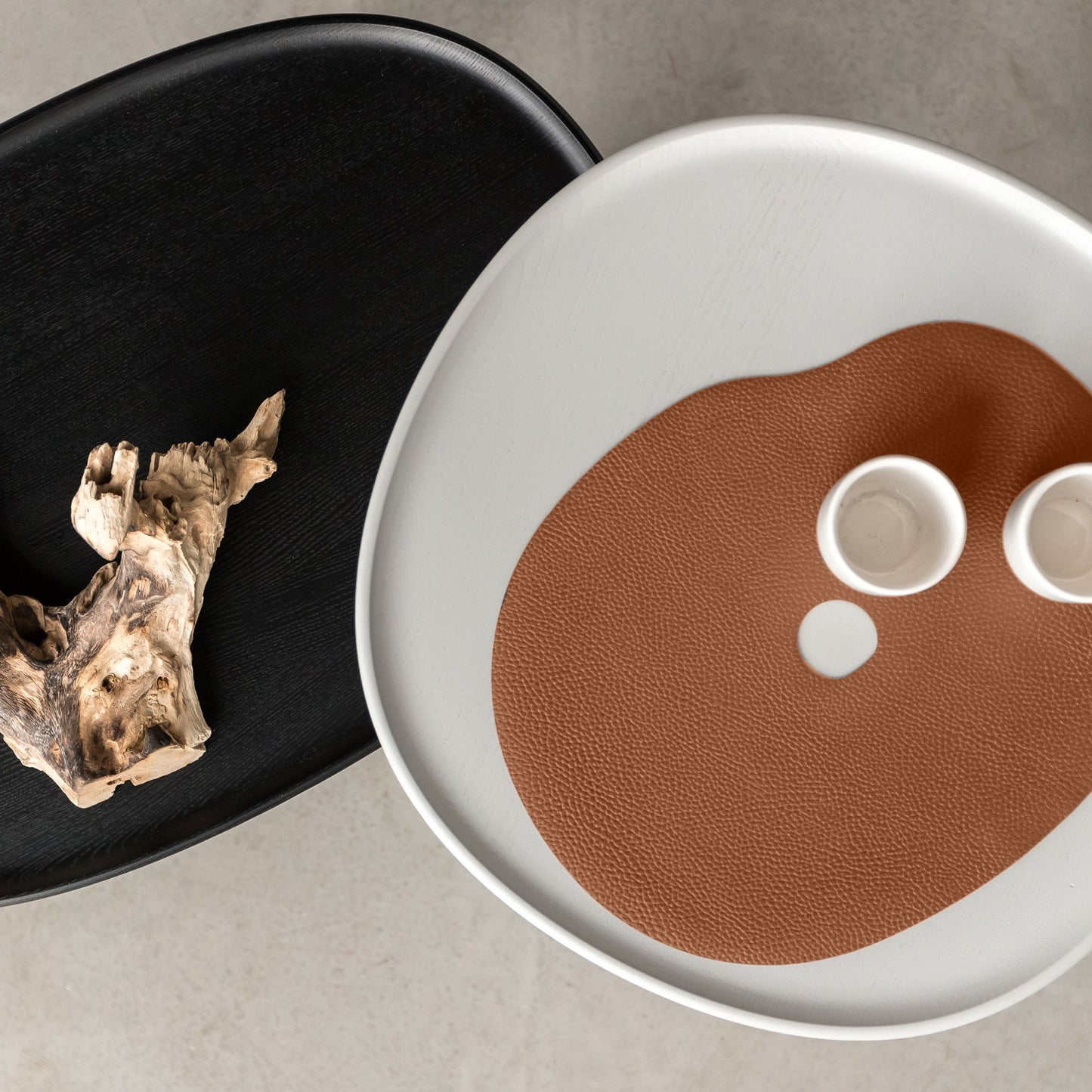 Natural leather placemat and coaster | rust brown