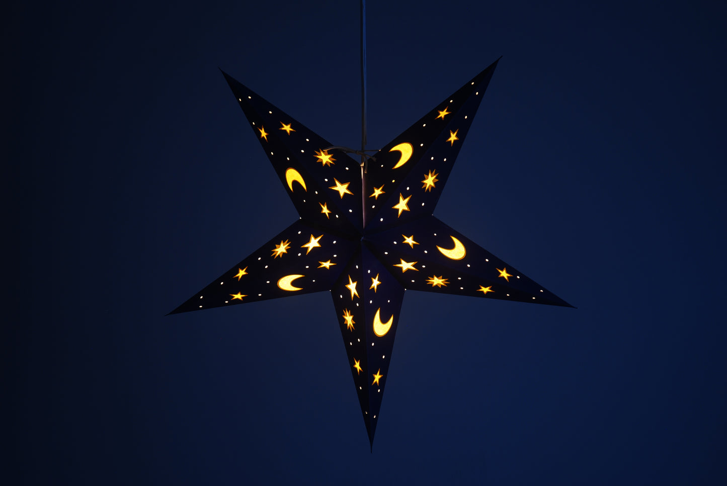 Night Sky: Blue/ Yellow - Handmade 5 Pointed Paper Star Lantern