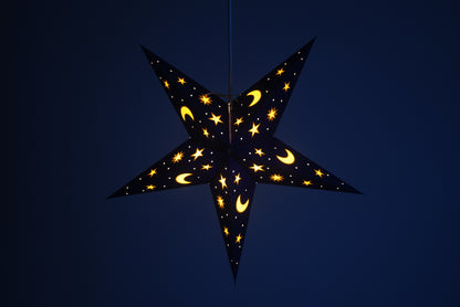 Night Sky: Blue/ Yellow - Handmade 5 Pointed Paper Star Lantern