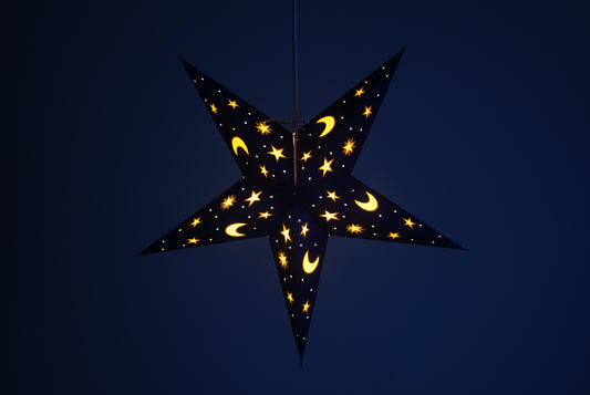 Night Sky: Blue/ Yellow - Handmade 5 Pointed Paper Star Lantern