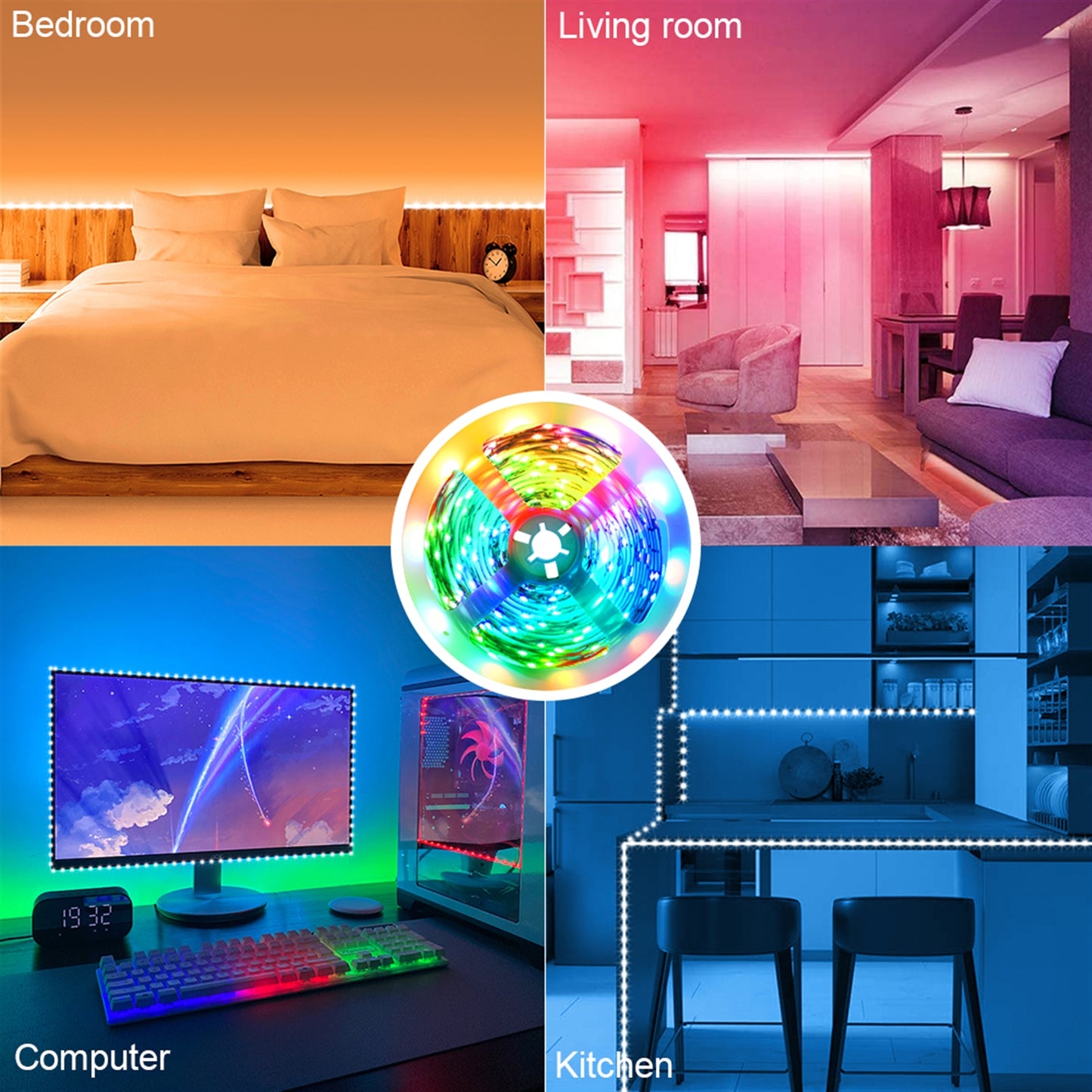 150-LED SMD3528 24W RGB IR44 Light Strip with IR Remote