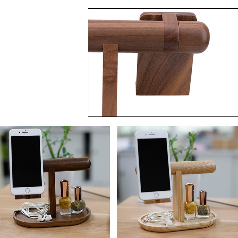 Wood Organizer for Phone Watch and Jewelry