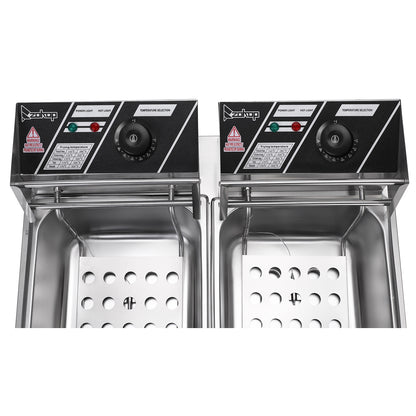 110V 12L Stainless Steel Double Cylinder Electric Fryer