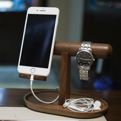 Wood Organizer for Phone Watch and Jewelry