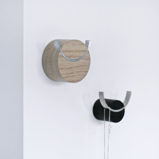 Wall hook DEER | Black painted oak wood, stainless steel