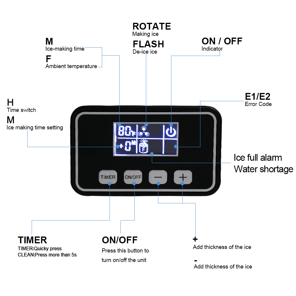 120W/40Lbs/115V/60Hz Stainless Steel Ice Maker