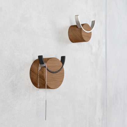 Wall hook DEER | walnut color oak wood, stainless steel