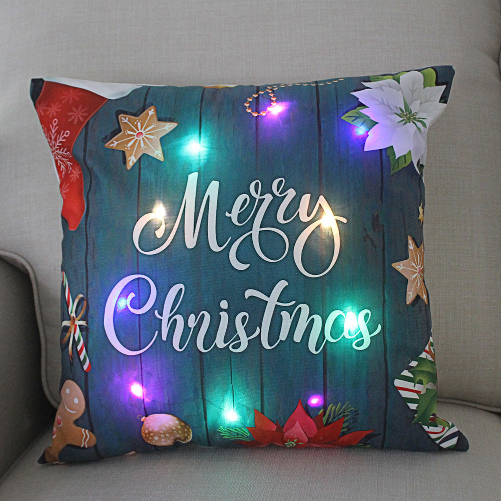 New Lantern Christmas LED Light Super Soft Short Plush Pillowcase