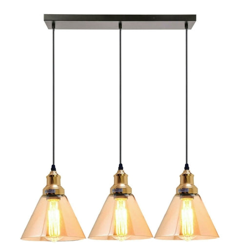 3 Outlet Industrial Retro Loft Glass Ceiling Lampshade Pendant