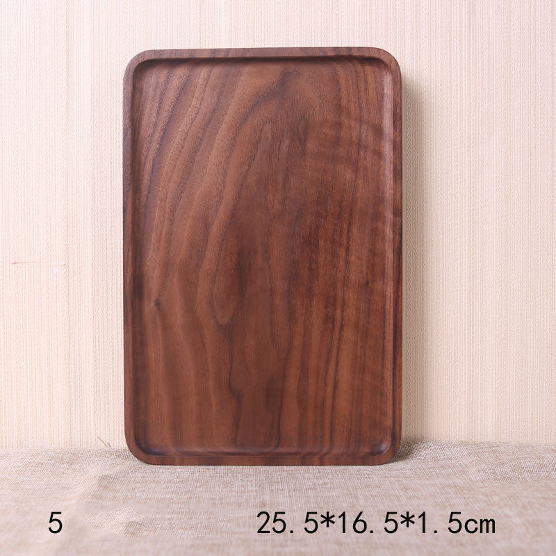 Japanese Style Wooden Black Walnut Rectangular Dinner Plate