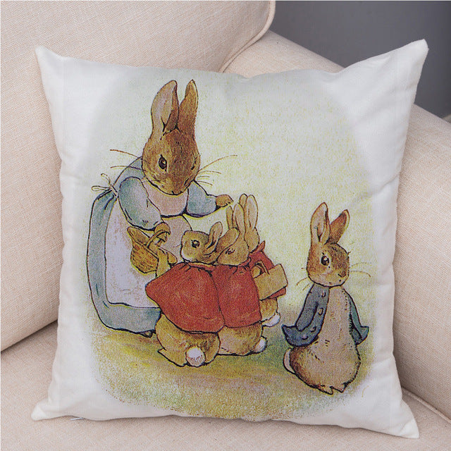 Cartoon Rabbit Peach Skin Fabric Pillow Cover Home Decoration Sofa Cushion Cover Seat Cover Easter Amazon AliExpress