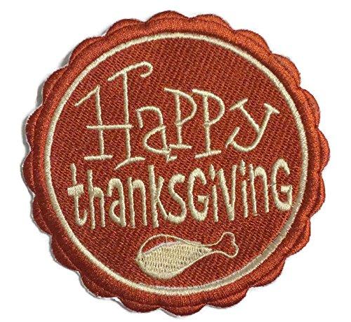 Happy Thanksgiving Stamp Embroidered Iron on/Sew patch [3.86 x"3.85"]