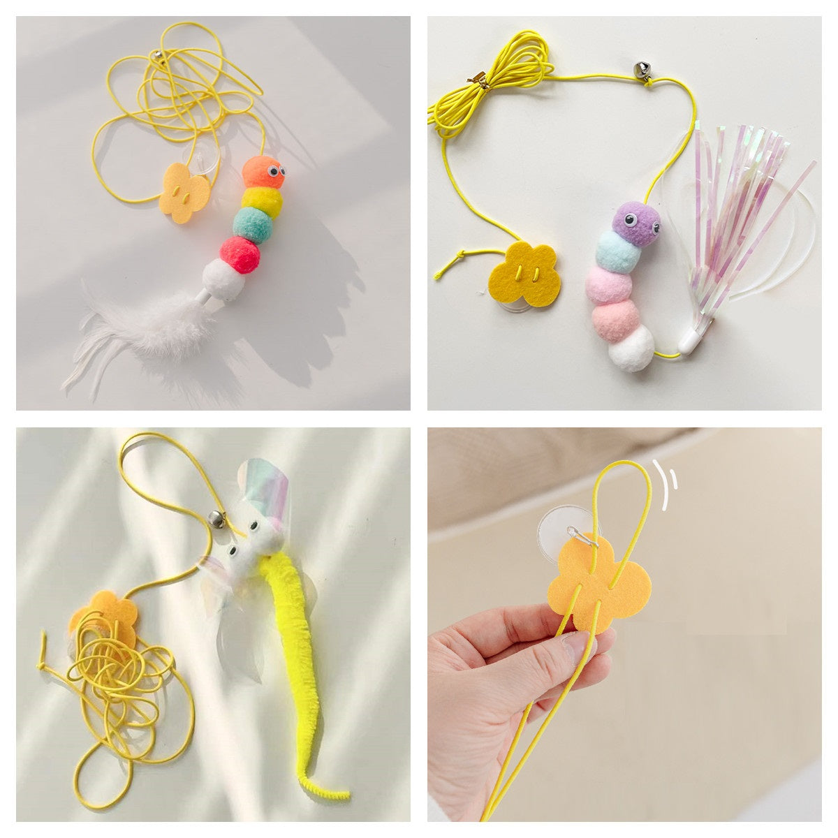 Cat Toys Simulated Caterpillar Cute Toys Funny Self-hey Interactive Toy Rope Grabbing Mouse Telescopic Hanging Cat Pet Supplies