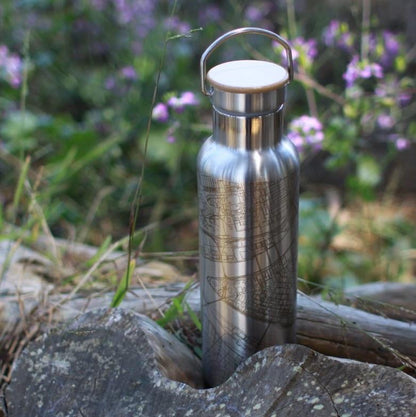 Denali National Park - Alaska Map Bottle with Bamboo Top