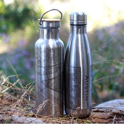 Denali National Park - Alaska Map Insulated Bottle in Matte Black