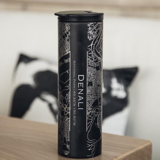 Denali National Park - Alaska Map Tumbler in Matte Black