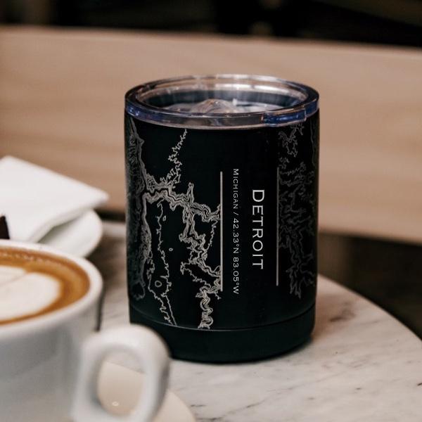 Detroit - Michigan Map Insulated Cup in Matte Black