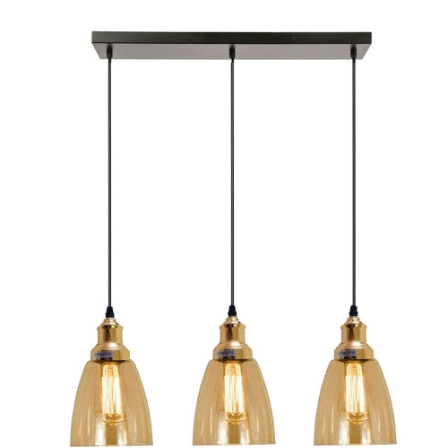 3 Outlet Industrial Retro Loft Glass Ceiling Lampshade Pendant