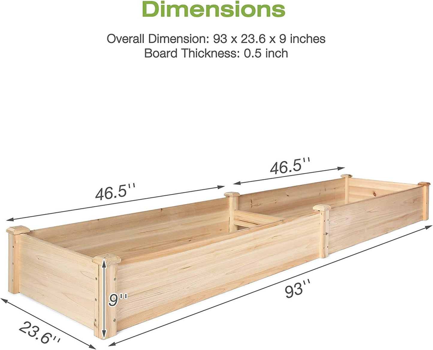 Bosonshop Raised Garden Bed Wooden Planter Box 2 Separate Planting