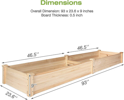 Bosonshop Raised Garden Bed Wooden Planter Box 2 Separate Planting