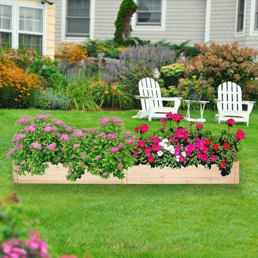 Bosonshop Raised Garden Bed Wooden Planter Box 2 Separate Planting