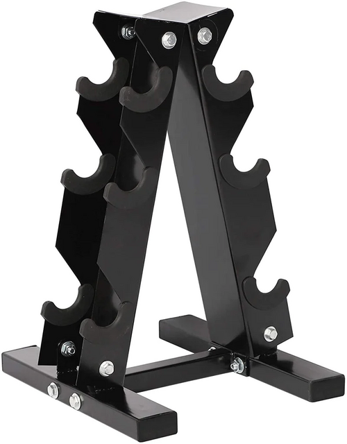 A-Frame Dumbbell Rack Stand Compact 3 Tier Free Weight Steel Dumbbell