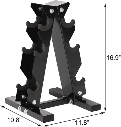 A-Frame Dumbbell Rack Stand Compact 3 Tier Free Weight Steel Dumbbell